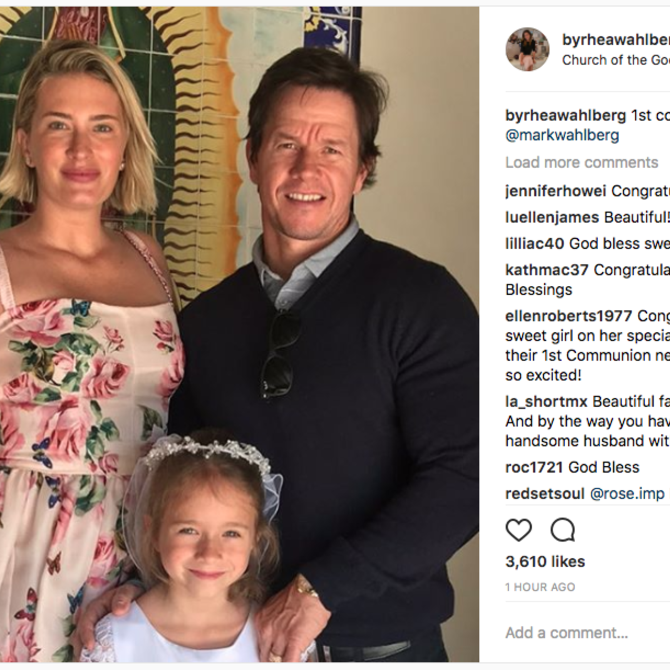 Mark Walberg Daughters First Holy Communion