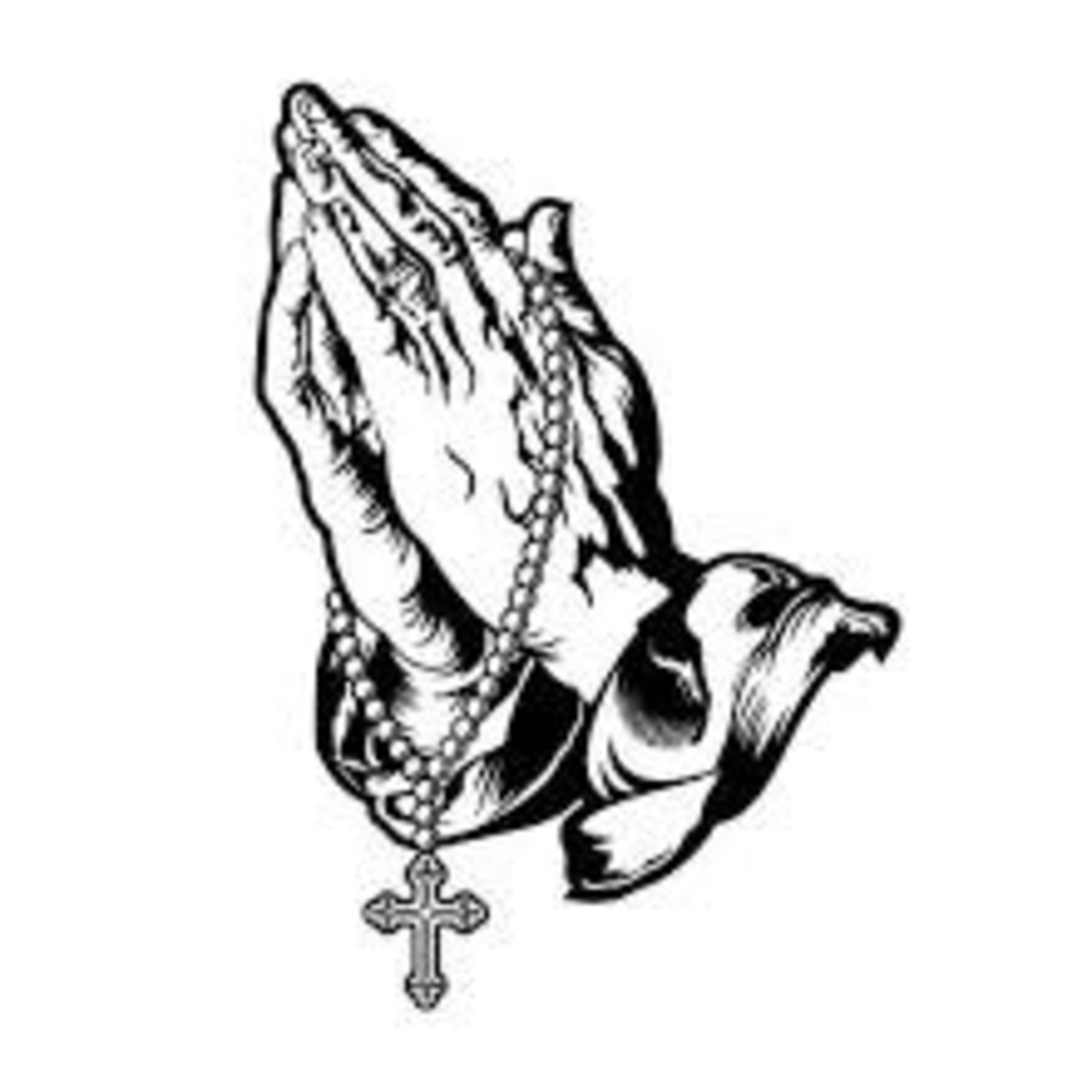 Prayer Hands With Rosary